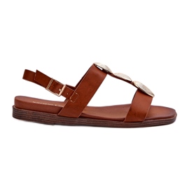 Flache Damensandalen mit Dekorationen Sergio Leone SK072H Braun