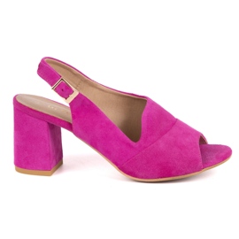 Olivier Frauen High Heels N1818 Sandalen aus natürlicher Wildleder -Lederfuchsia rosa