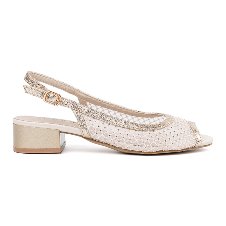 Goodin Goldene Sandalen mit einem dekorativen Netz