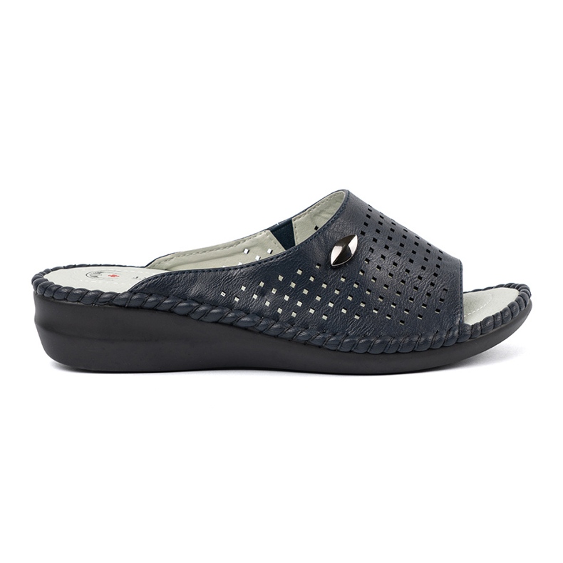 Flip Flops von Marine Damen mit einem Ledereinsatz blau