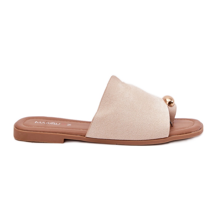 Flat -Frauen -Flip -Flops mit goldenem Detail Beige