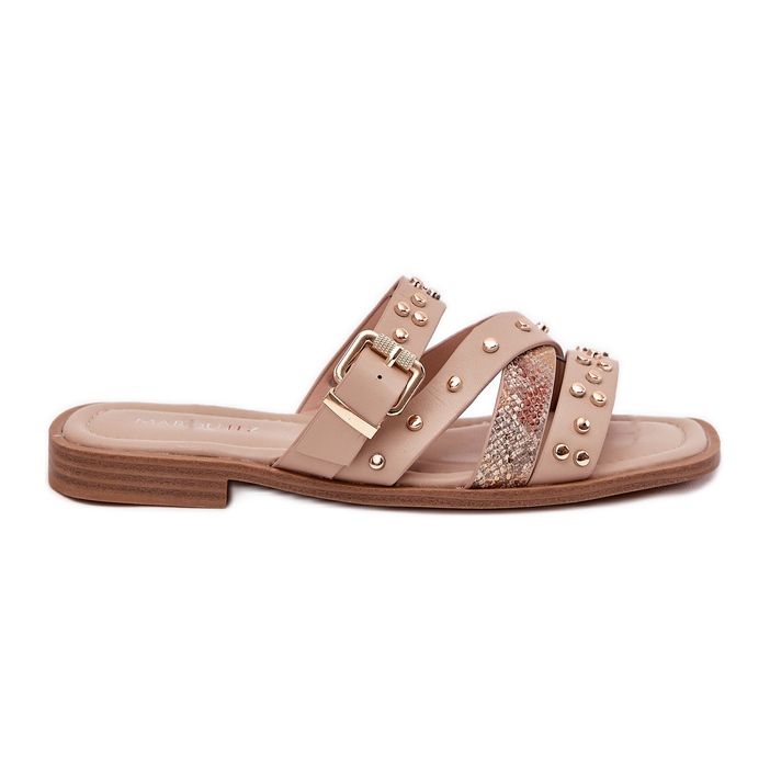 Dekorierte Frauen -Flip -Flip -Flops für Frauen mit Streifen und eine beige Klemme