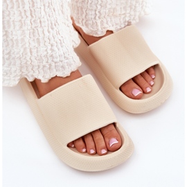 Hellbeige Damen-Flip-Flops aus Schaumstoff mit dicker Sohle