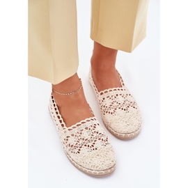 Beige Spitzenspitze Espadrilles
