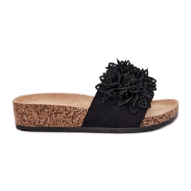 Damenflip Flops auf der Korkplattform schwarz