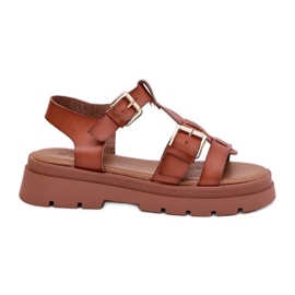 EVento Öko -Leder -Frauensandalen mit Kamelschnallen braun