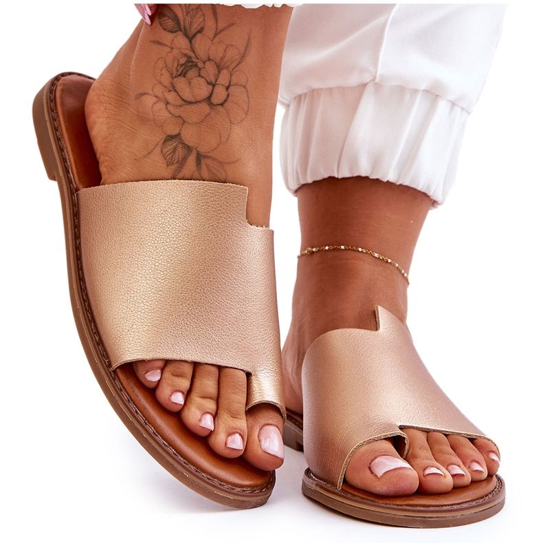 Evento Frauen um Öko-Leder goldene Flip-Flops golden