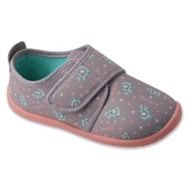 Befado Girls Pantoffeln 902x057 Klettverschluss mit Elefantenanwendung grau
