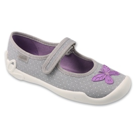 Befado Girls 'Pantoffeln 114Y556 mit einem Schmetterling grau