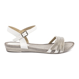 Shelvt Stilvolle Frauensandalen mit Glitzerstreifen mehrfarbig