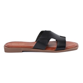 Sergio Leone Schwarze Flip Flops mit einem quadratischen Zeh