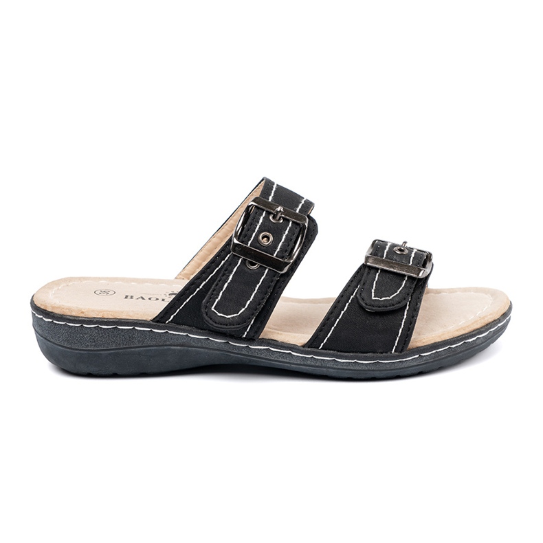 Shelvt Schwarze Frauenflip flops mit Schnallen