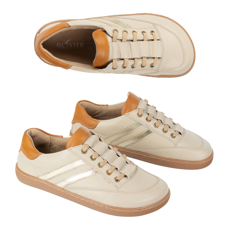 Turnschuhe barfuß Frauen Kaia Olivier - Leichte beige Lederschuhe