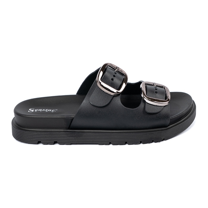 Seastar Schwarze Flip Flops mit silbernen Schnallen