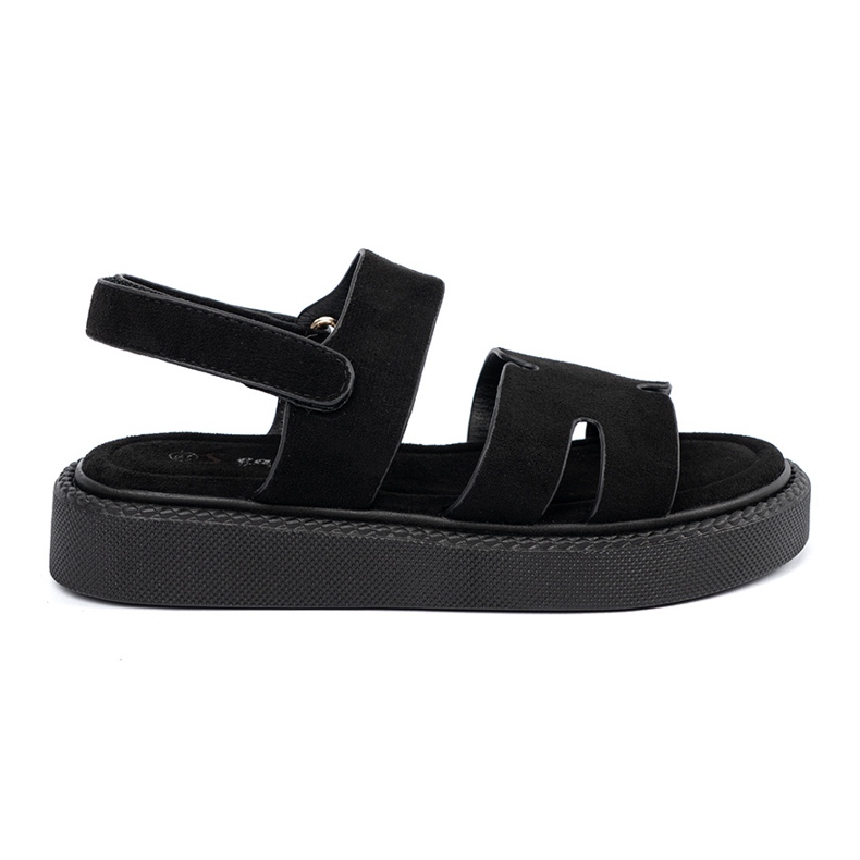 Seastar Schwarze Sandalen auf der Plattform mit Ausschnitten