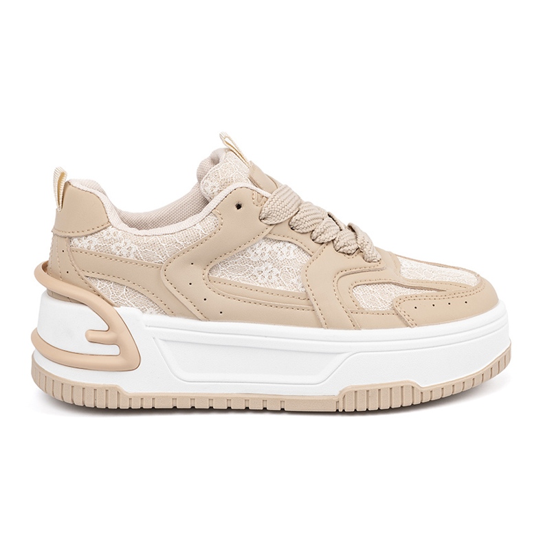 Frauen -Turnschuhe mit Spitze Beige