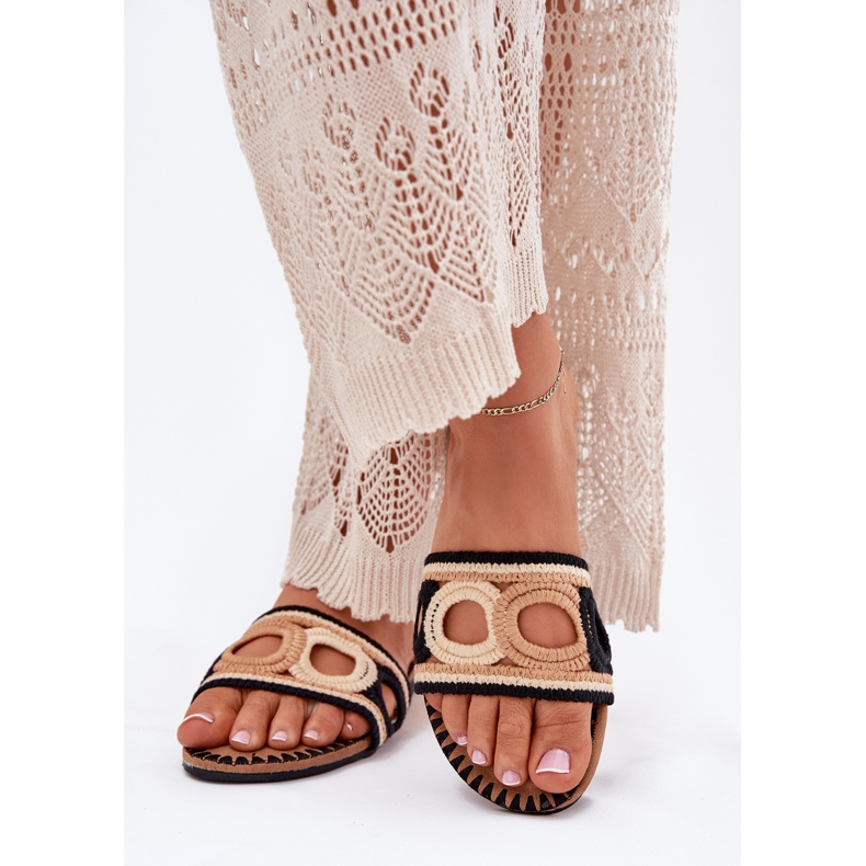 Häkeln Frauen flach mit flachen Absätzen schwarz