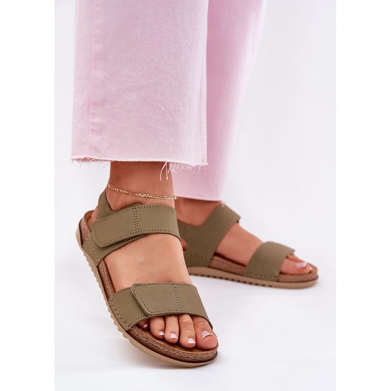 Frauen Ledersandalen inblu aa0001ki grün