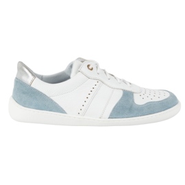 Barfuß Lederschuhe Olivier 1773pol - Leichte minimalistische Turnschuhe mit Blau weiß