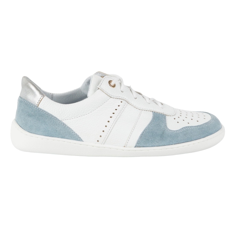 Barfuß Lederschuhe Olivier 1773pol - Leichte minimalistische Turnschuhe mit Blau weiß