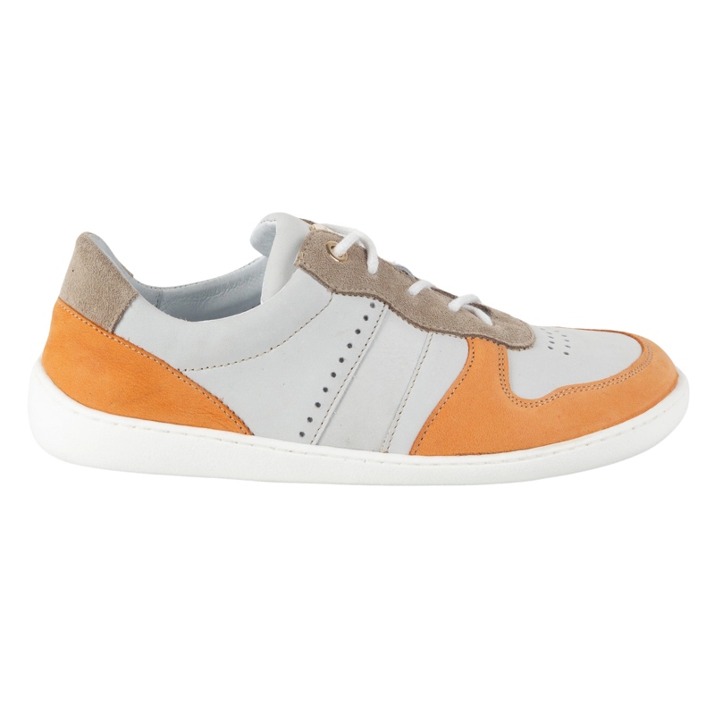 Barfuß Lederschuhe Olivier 1773pol - Leichte minimalistische Grau mit orangefarbenen Turnschuhen