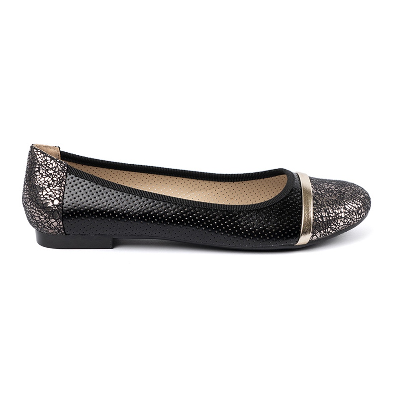 Goodin Schwarze Ballerinas mit goldenen Dekorationen