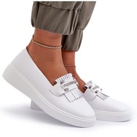 S.Barski Leichte Leder -Frauen -Slipper auf der Białe S. Barski LR590 -Plattform weiß