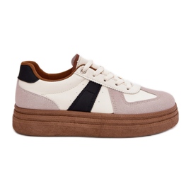 Damen-Plateau-Sneaker, Beige