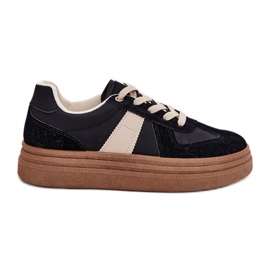 Damen-Plateau-Sneaker in Schwarz