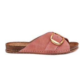 Lederflip Flops mit einer goldenen Klemme Maciejka 07000-15 Pink rosa