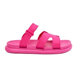 Frauengummi -Flip -Flops mit Fuchsia -Gürtel rosa