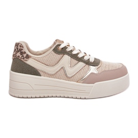 Frauen -Sneaker auf der Plattform Leopard Beige
