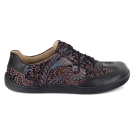 Olivier Barfuß Lederschuhe Thalia Minimalistische Schuhe lila Druckschuhe