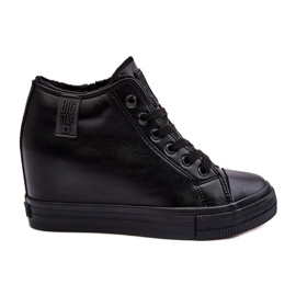 Damen-Sneaker auf einem Keilöklichkeits-Leder Big Star MM274001 Schwarz