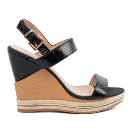 Shelvt Hochkeilsandalen schwarz