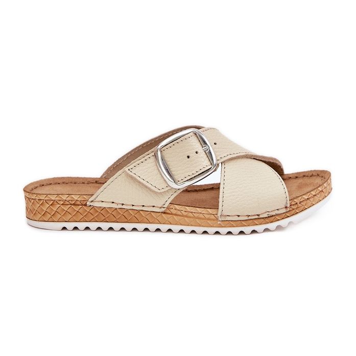 Frauen Lederflip Flops mit Inblu vo0004gu Buckle Beige
