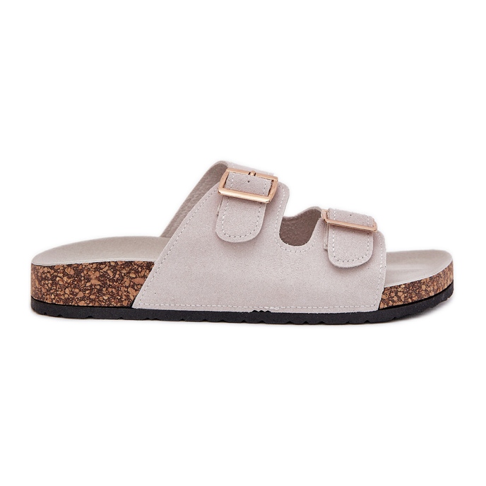 Boto Frauenflip -Flops mit goldenen Klemmen und grauen Luner -Nähten