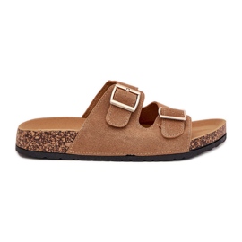 Boto Damenflip Flops mit goldenen Klemmen und hellbraunem Luner