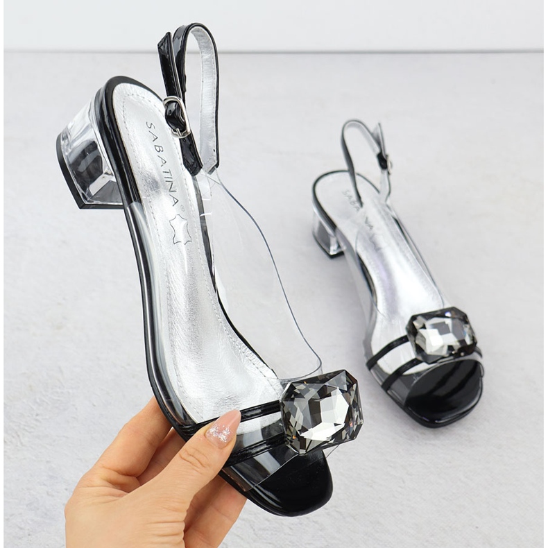 Schwarze Sabatina 33506-7 Transparente Sandalen
