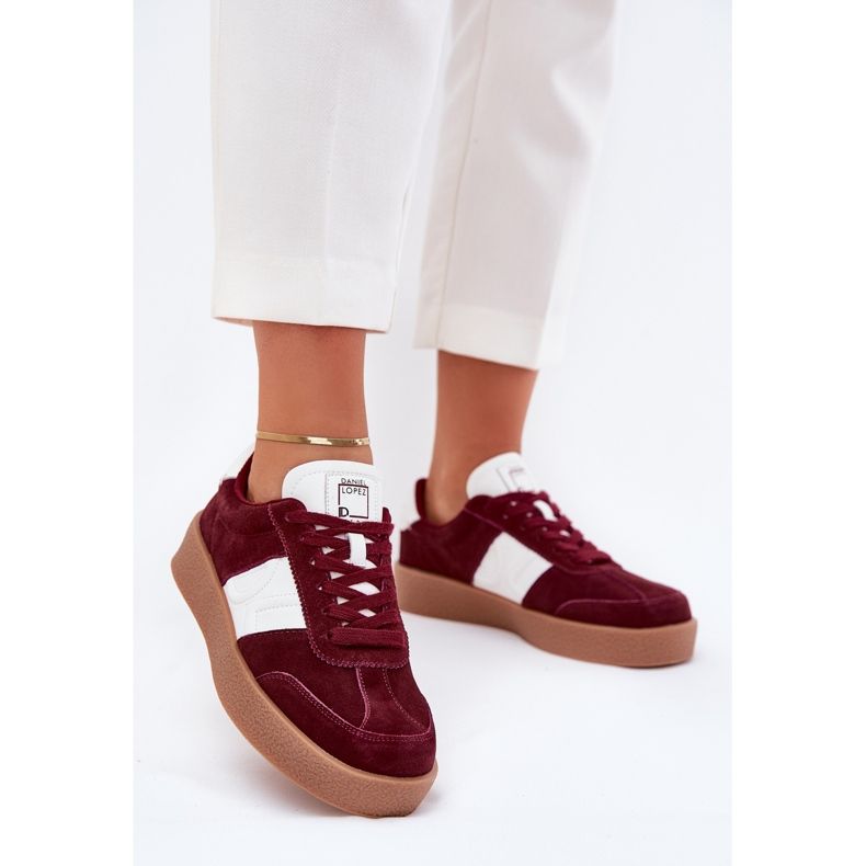 Frauen Wildleder -Sneaker Big Star von Daniel Lopez SS2D4023 Burgundy rot