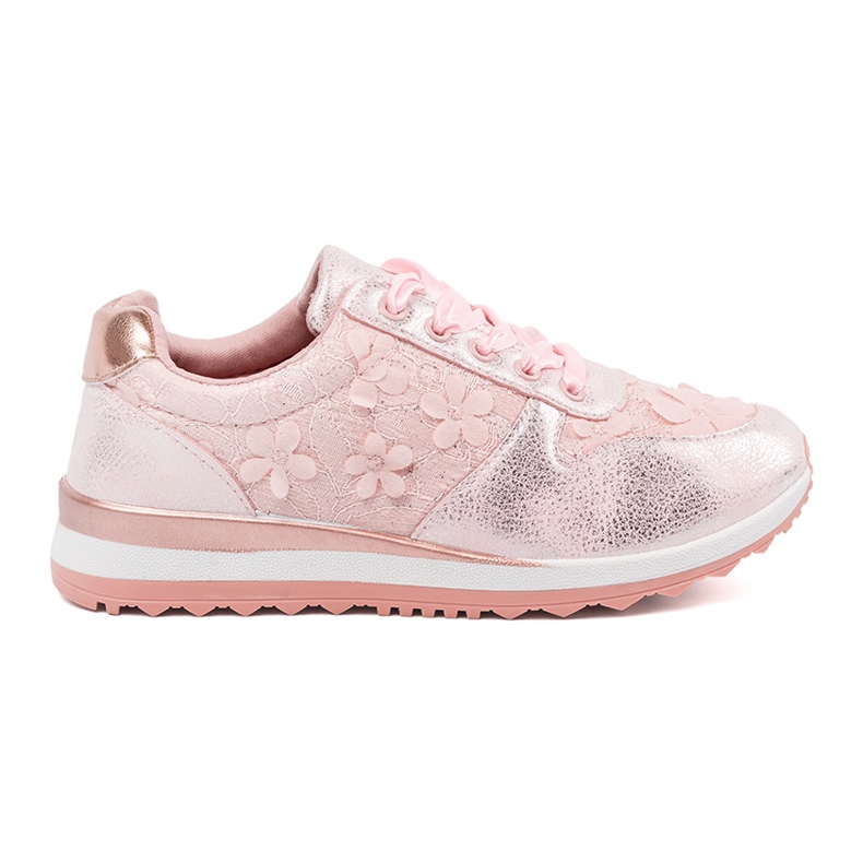 Shelvt Pink Sneakers mit einem Blumenmotiv rosa