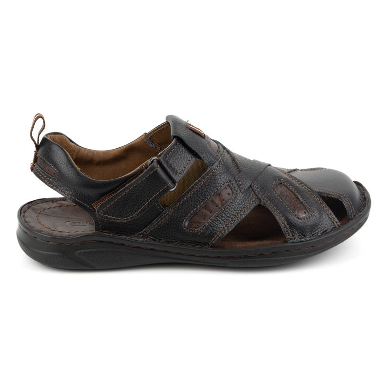 KOMODO Herren-Ledersandalen mit Klettverschluss 523K, schwarz