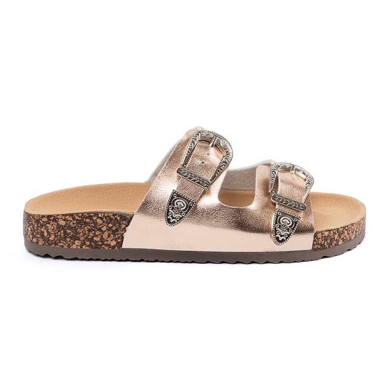 Shelvt Goldene Flip Flops mit Schnallen