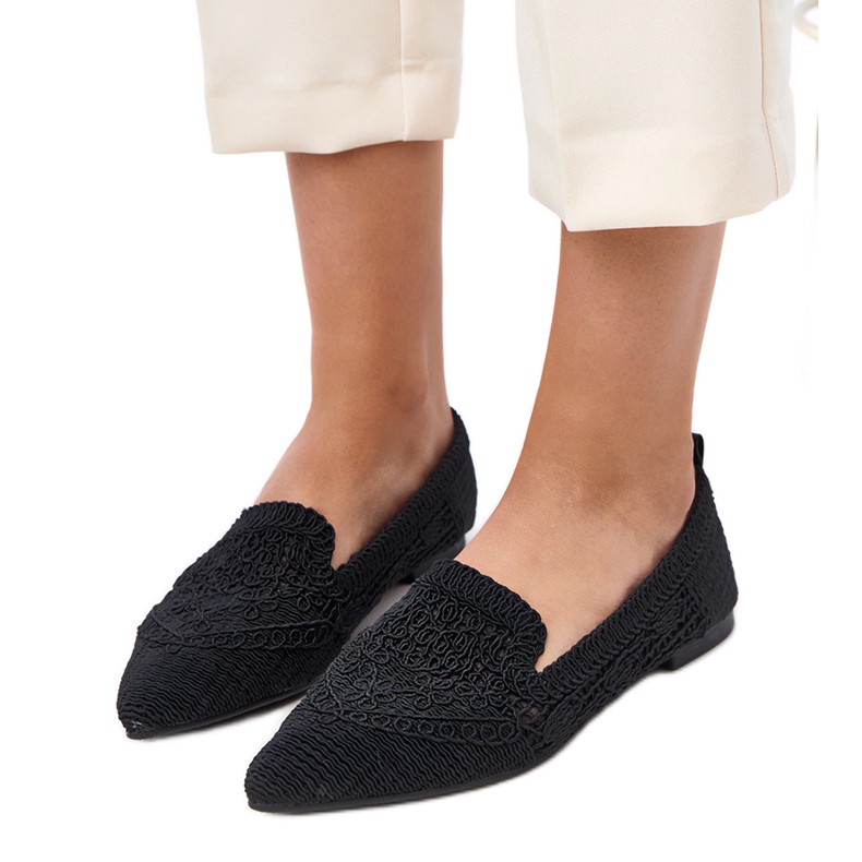 Schwarze offene Frauen Ballerinas Gerania