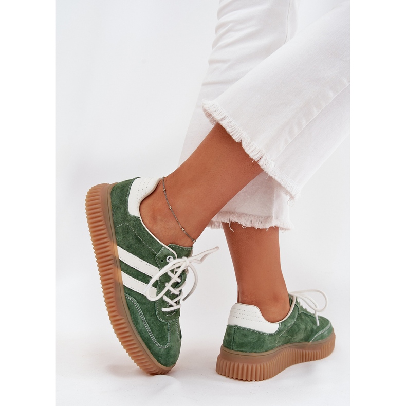 Boto Wildleder -Turnschuhe für Frauen auf der Green Venera -Plattform grün