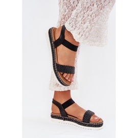 Boto Frauensandalen mit Geflecht auf der dekorierten Plattform Black Velara schwarz