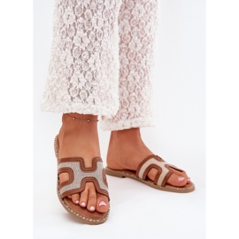 Boto Vereya flach -geduldter Frauen flach Flip Flops braun