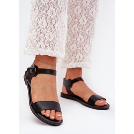 Boto Flach -getötete Frauen Sandalen Öko -Leder schwarz Kivara