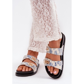 Boto Patrouched Damen Flip Flops auf der Plattform Blue Sorina blau