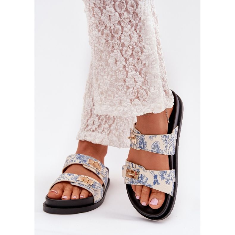 Boto Patrouched Damen Flip Flops auf der Plattform Blue Sorina blau